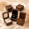 Caja de anillo de madera de alta gama, caja de almacenamiento para protección de anillos, caja para pendientes, caja de almacenamiento de joyas, caja de anillo magnética, caja para pendientes