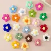 Em estoque artesanal crochet puff flor flor de lã DIY grampo de cabelo acessórios corpete saco de roupas acessórios flor