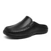 Baotou Meio Chinelos Masculinos Verão Nova Chegada Preguiçoso One-Step Slip-On Sandálias Masculinas Dirigindo Roupas Externas Sola Pesada Casual Pequenos Sapatos de Couro