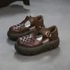 Sandalias de Plataforma Ligeras Jiezhou 2026 Estilo Verano Nuevo con Correas de Velcro, Zapatos Versátiles Retro Cómodos para Mujer Hechos de Piel de Vaca de Primera Capa