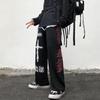 Outono e Inverno Coreia do Sul Estilo Harajuku Estilo Japonês Rua Frita Estilo Escuro Estilo Asiático Grafite Calças de Perna Reta Calças Largas Calças da Moda para Homens e Mulheres