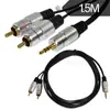 Cable de audio con cabezal de aleación de aluminio de 1,5 m, 3,5 mm, un minuto, dos vueltas, doble AV Lotus, cable de altavoz de computadora, cable de audio