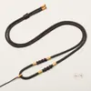 Cadena de suéter tejida a mano ajustable con colgante de cristal de ágata de jade ámbar cordón cuerda suave y duradera