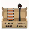 Nova lâmina manual de 6 camadas para barbear para homens, lâmina de barbear ultrafina de qualidade alemã