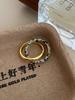 Anillo de Metal Entrelazado de Doble Capa de Piedra Manchada para Mujer Retro Lujo Ligero Personalidad Moda Temperamento Elegante Más Fácil de Combinar Anillo