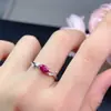 Anillo de Rubí Recién Cortado con Color Fuego Brillante, Piedra Principal de 4*6mm, Plata S925 Incrustada con Precisión