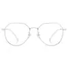 Armazón de titanio puro ultraligero para gafas de prescripción, armazón plateado, gafas de armazón grande para mujer, hace que la cara parezca más pequeña, armazón de gafas poligonal retro 121212F