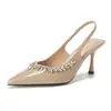 Zapatos de tacón alto negros de punta fina, versión de piel de oveja, modelo nuevo 2026, diseño único con tacones de aguja de pedrería, cómodos para mujer