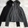 Chamarra Casual Deportiva Simple de Canalé Estilo Americano con Cierre para Mujer, Cárdigan con Capucha de Manga Larga para Primavera y Otoño, Top Versátil Adelgazante