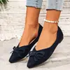 Comercio exterior transfronterizo talla grande otoño 2026 nuevos zapatos planos de punta para mujer, zapatos casuales de moda con lazo, poco profundos