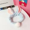 Ouyang Nana's Face Wash Hair Band Grey Rabbit Hair Ball Tridimensional Orelha de Coelho Hair Band Plush Face Wash Hair Band para Mulheres
