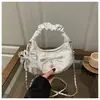 Bolso de Mano con Lazo Bordado para Mujer 2026 Nuevo de Moda Bolso Nube Fruncido Bolso de Cadena Cruzado de Verano