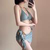 Traje de Baño Dividido Estilo Europeo y Americano Bikini Sexy para Mujer Vestido Envolvente Set de Tres Piezas Pecho Pequeño Vacaciones Aguas Termales Traje de Baño