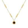 Collar Romano de Doble Cara Pulsera de Acero de Titanio Blanco y Negro Horno de Fénix de Lujo Ligero Coreano Collar para Clavícula 18K para Hombres y Mujeres
