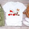 Feliz Natal Árvore de Natal Papai Noel Gola Redonda Moda Manga Curta Camiseta Básica Simples Feminina de Manga Curta Mulheres