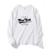 Moda Americana Nova Primavera e Outono Design com Estampa de Letras Roupa Exterior Casual Mais Fácil de Combinar Camisa Básica Top de Manga Longa