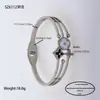 Joyería para Manos Europea y Americana Anillo Geométrico Corte de Línea Árbol de la Vida Diamante de Barro Incrustado Accesorios de Pulsera Pulsera de Acero de Titanio para Mujeres