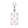 Set de tarjetas de trabajo con hebilla de tracción fácil de cerezo rosa transfronterizo, clip retráctil para insignia, set de tarjetas, set de tarjetas de campus, hebilla, venta al por mayor