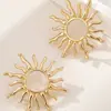 Brincos Grandes de Girassol Europeus e Americanos Transfronteiriços com Design Criativo Único, Brincos Versáteis com um Toque Vintage de Alto Padrão, Brincos Dourados