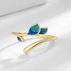 Anillo de rama de brote de hoja de goma que cae de hojas verdes pequeñas y frescas estilo europeo y americano, anillo de dedo de tendencia de temperamento femenino, anillo de dedo de comida, ventas directas de fábrica
