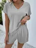 Primavera/Verano 2026 Europeo y Americano Transfronterizo Amazon Wish Nuevo Comercio Exterior Conjunto Casual de Punto para Mujer para el Hogar de Dos Piezas