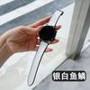 Adecuado para Samsung Watch6, Huawei 5, Xiaomi S4, Correa de Reloj Gt7 de Silicona y Cuero con Gradiente de Rejilla y Hebilla Plegable Magnética