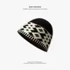 Suéter de Lana a Cuadros Diamante Retro para Mujer Otoño/Invierno Estilo Coreano Versátil Adelgazante de Rostro Cálido Antifrío