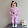 Conjunto de Sudadera con Dibujos Animados para Niña Otoño Bebé Elegante Lazo Manga Larga Conjunto de Dos Piezas Guardería Niña Ropa Casual