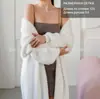 Casaco de tricô com pelo sintético de vison para mulheres, novo top macio de tricô para outono e inverno, cardigã longo felpudo casual