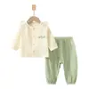 Set de Muselina para Bebé, Ropa de Casa para Bebé, Conjunto de Camiseta de Manga Larga de Doble Capa de Algodón Puro y Pantalones, Ropa de Verano con Aire Acondicionado para Niños y Niñas