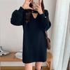 Vestido de Punto Elegante de Seda Brillante 2025 de Largo Medio para Fondo Otoño e Invierno Nueva Moda Suéter Suave Ceroso Interior Suéter de Mujer