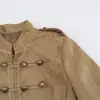 Ropa de mujer transfronteriza 2026 Moda europea y americana casual chaqueta con botones anudados y textura de terciopelo con cuello alto para mujer B483155