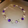 Set de pendientes redondos y collar vintage, cadena para la clavícula estilo palacio retro, joyería de lujo ligero de alta gama para mujer