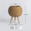 Suporte de Flores de Rattan Sintético para Interior com Suporte Triangular, Recipiente Criativo de Palha para Suculentas de Mesa, Vaso de Palha Tecida para Escritório
