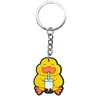 Chaveiro de Metal com Pingente de Animal Série Chá de Leite Desenho Animado, Pingente de Borracha Macia PVC, Pequeno Presente