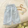 Pantalones Elegantes de Verano para Niñas Timo Estilo Coreano Moda Ligero Rosa Casual Pantalones Harem Anti-Mosquitos