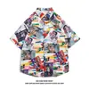 Camisa Floral Retro Vintage Estilo Hong Kong de Manga Corta Diseño Estilo Tailandés Hawaiano Camisa de Marca Atractiva de Moda para Hombres y Mujeres