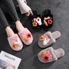Pantufas de Pelúcia com Desenho de Coelho Fofo Estilo Coreano para Mulheres, Pantufas de Algodão Confortáveis para Casa, Pantufas de Inverno para Interior