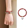 "Yanzhao" Presente de Ano Novo, Pulseira Estilo Chinês Novo de Ágata Vermelha Natural e Ágata Cinza para Mulheres