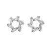 Moda Europeia e Americana Cobre Branco Banhado a Ouro K Strass Bijuterias Anel Giratório Brincos de Diamante Zircônia Super Brilhante Brincos Geométricos