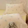 Juego de cuatro piezas de terciopelo de leche engrosado, fresco y cálido, estilo Ins, funda de edredón para maternidad, juego de tres piezas de sábana para dormitorio de estudiante para invierno