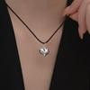 Collar Nalan S925 de plata esterlina con cuentas negras y cuentas de amor, joyería de cuello de viento con temperamento de alta calidad para mujer Y00694