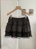 Falda acampanada KEKEZOON con estampado floral de encaje para mujer, diseño anti-exposición, falda de volantes, falda corta, estilo moderno 9132