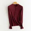 [Hengjia Cf] Nueva Camiseta de Punto Básica Redonda de Seda de Morera Mezclada para Otoño e Invierno 2025 para Mujer con Capa Interior Cálida Cepillada