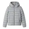 Nueva chaqueta de algodón cálida de otoño e invierno para mujer, con capucha, cortavientos, suave, tacto de alta gama, color liso, versátil, con bolsillos y cremallera