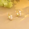 Brincos Populares de Zircônia Rosa de Luxo com um Toque de Nicho de Alta Qualidade, Elegantes, Suaves e Etéreos, Adequados para o Dia a Dia