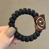 Corea del Sur Color Tierra Té de Leche Línea Telefónica Anillo para el Cabello Anillo de Tela Sonriente Cuerda para el Cabello sin Marcas Cubierta Pequeña de Cuero Accesorios para el Cabello