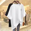 Camiseta de Manga Corta Estilo Nuevo 2026 para Mujer, Top de Longitud Media, Ropa Holgada Talla Grande para Mujer, Top de Verano para Mamá de Mediana Edad que Cubre el Vientre
