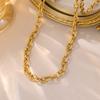 Moda viajante pressão padrão terno anti desbotamento titânio aço clavícula corrente 18K ouro galvanizado aço inoxidável colar feminino jóias
