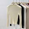 Suéter Soft Waxy Pit Feminino Outono e Inverno 2024 Nova Chegada Mink Veludo Malha Meia gola alta Forro de lã interna Camisa de base espessada